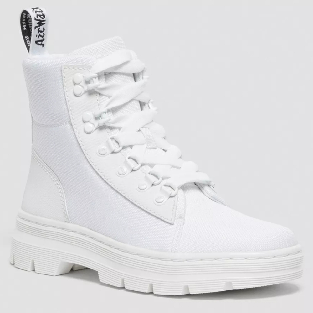 NEARLY NEW Dr. Marten's boots in white, size 7 (men's), 8.5/9 (women's).